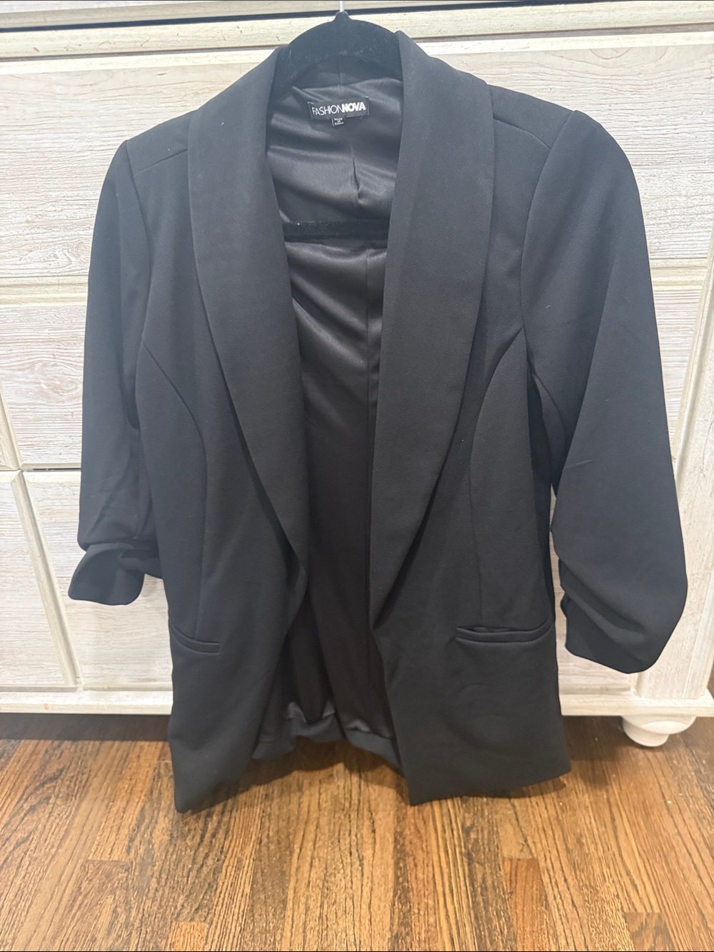 Fashion Nova Black Open-Front Shawl Collar Blazer